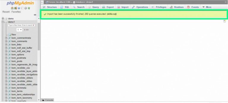 Importer une base de données avec phpmyadmin